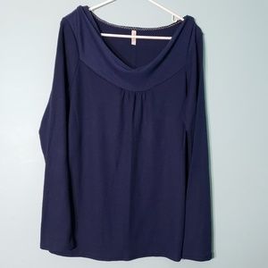 Long sleeve, partial cowl neck, knit blouse